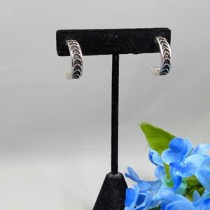 925 Sterling Silver Thick Vintage Hoop Earrings